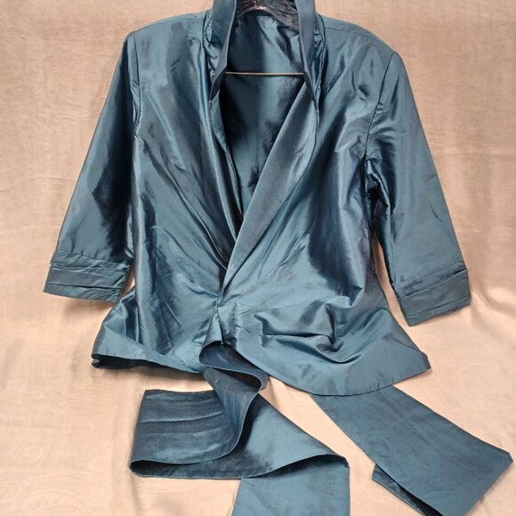 now $110 Size 10 Thai Silk Marisa Baratelli Wrap-around Top - Picture 4 of 15